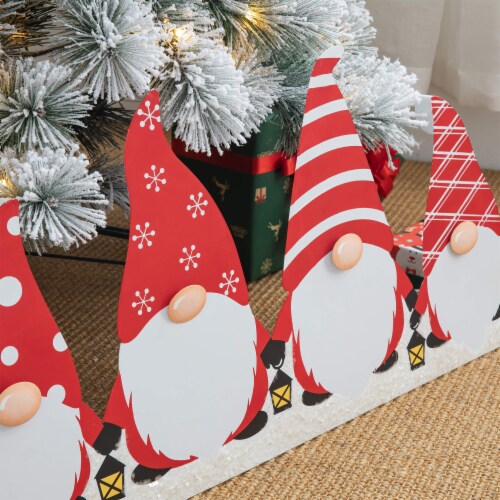 Glitzhome 30 Inch Length Christmas Gnomes Metal Tree Collar Perspective: left