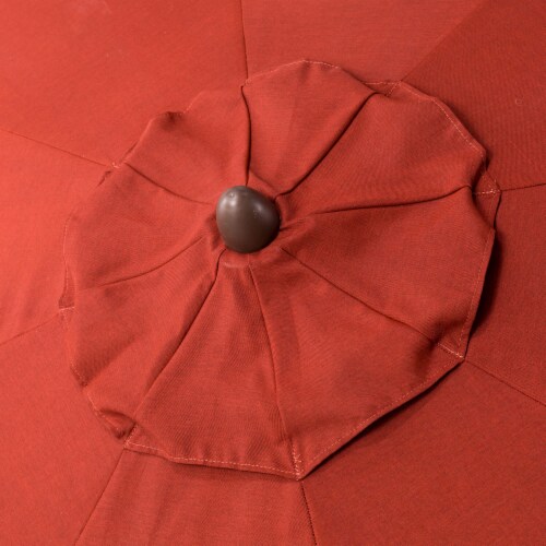 Glitzhome 9.8ft Red Aluminium Self Tilt Market Patio Umbrella, Olefin Fabric Perspective: left