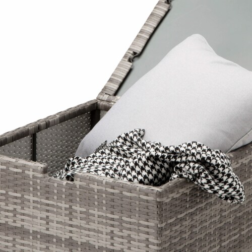 Glitzhome 7-Piece Patio Furniture Set All-Weather Gray Wicker Sectional Sofa and Table Perspective: left