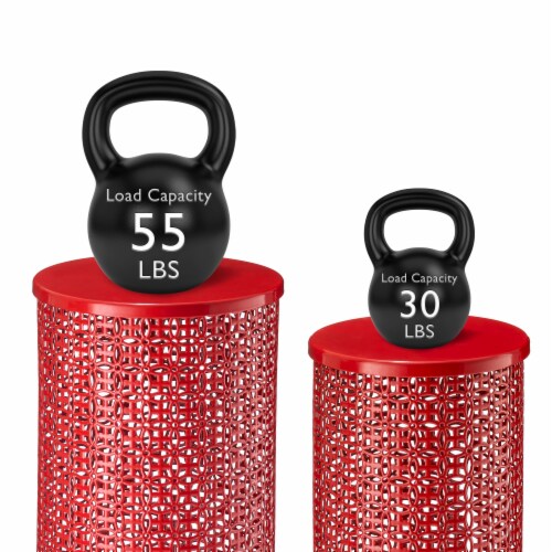 Red metal garden stool deals