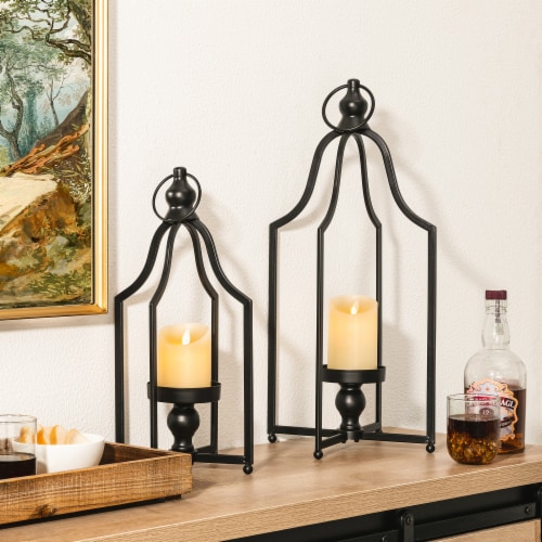 Glitzhome 16.5 Inch Tall Black Metal Lantern Frame Modern Farmhouse Decor 16.5 Inch Tall S Smith s Food and Drug