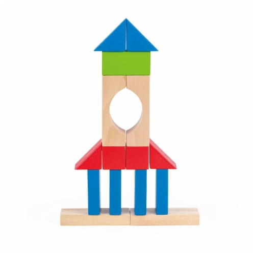 Hape Kid's Toddler 100 Piece Stacking Build Up and Away Wooden Blocks Toy Set Perspective: left