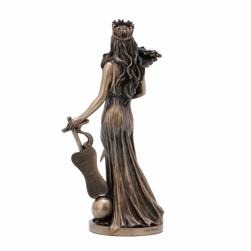 Bronze Finished Tyche Greek Goddess Of Fortune and Prosperity Statue Fortuna Lady Luck Perspective: left