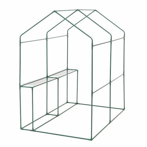 Glitzhome 24.5 Sq'ft Portable PVC Walk-in Greenhouse, Two Tier 2 Shelves Perspective: left