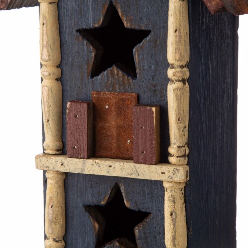 Glitzhome Solid Wood & Metal Rustic Style Birdhouse Perspective: left