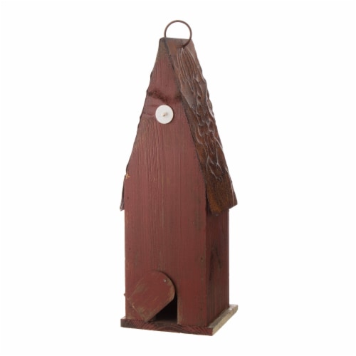 Glitzhome Hanging Distressed Wood Bird House Perspective: left
