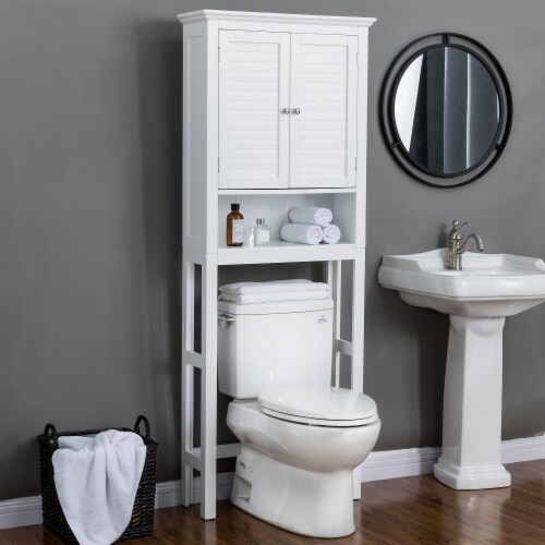 Glitzhome Waterproof Bathroom Cabinet Space Saver, Free Standing Over The Toilet Storage Perspective: left
