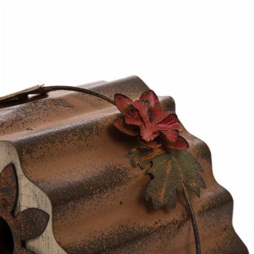 Glitzhome 7.09 L Semicircle Wooden Garden Bird House, Distressed Textured Perspective: left