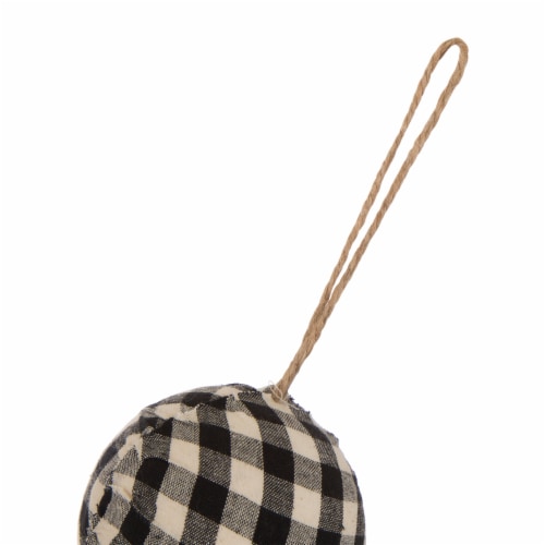 Glitzhome 6 Feet Black & White Plaid Fabric Garland Perspective: left