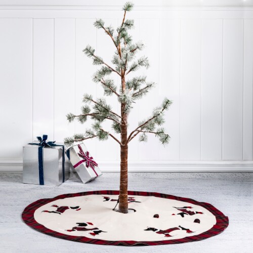 Glitzhome 48 Inch Diameter Fabric Christmas Tree Skirt - Dachshund Perspective: left