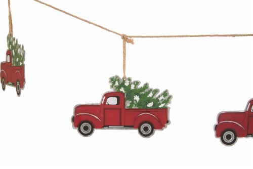 Glitzhome 6 Feet Metal Red Truck Garland Perspective: left