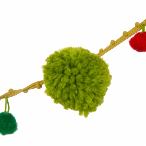 Glitzhome 8 Feet Multi Color Pompom Garland Perspective: left