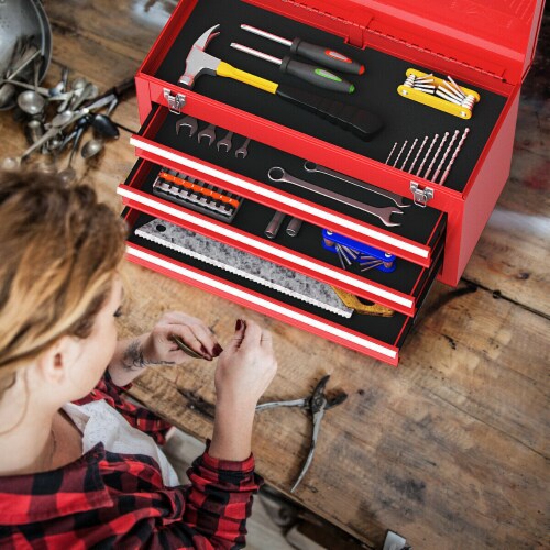 Portable Tool Chest Box Storage Cabinet Garage Mechanic Organizer 3 Drawers  Red, 1 unit - Metro Market