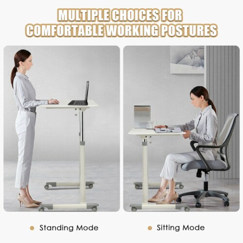 Rolling adjustable computer desk discount