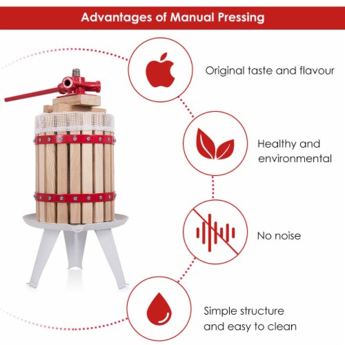 1.6 Gallon Fruit Wine Press Cider Apple Grape Crusher Juice Maker Tool Wood Perspective: left