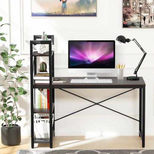 Computer desk with 4 tier shelves discount