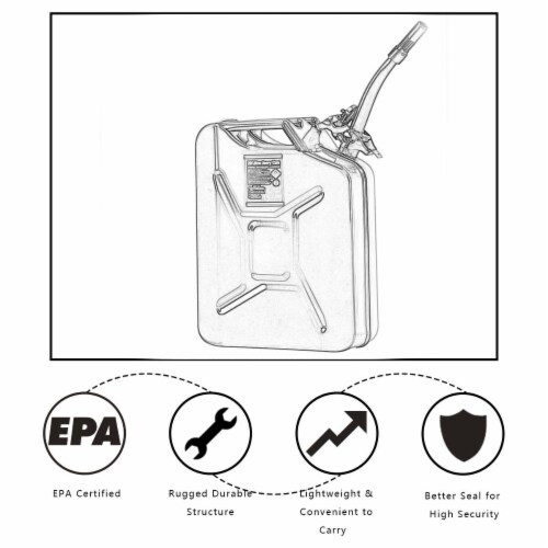 5 Gallon 20L Jerry Fuel Can Steel Gas Container Emergency Backup w/ Spout Green Perspective: left