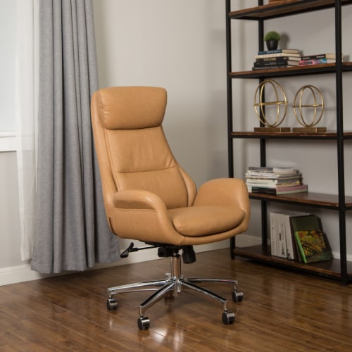 Glitzhome Mid Century Modern Leatherette Gaslift Adjustable Swivel