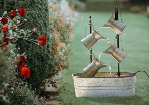 Glitzhome Galvanized Metal Pitcher Fountain Perspective: left