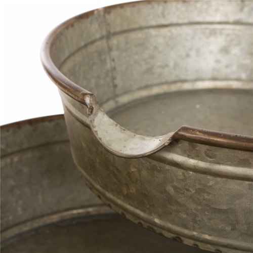 Glitzhome Metal Electrical Fountain, 3 Tier Galvanized Basin Perspective: left