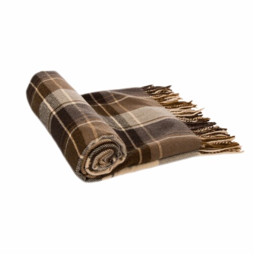 Glitzhome Acrylic Plaid Woven Tassel Throw Blanket Perspective: left