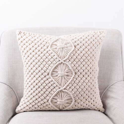 Glitzhome Diamond Handmade Rope Woven Pillow Cover Perspective: left