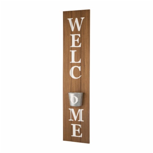 Glitzhome Metal Planter Welcome Porch Sign Perspective: left
