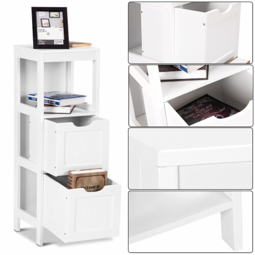 Bathroom Floor Cabinet Multifunctional Bathroom Storage Organizer W/2 Drawers Perspective: left