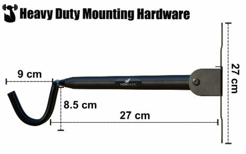 Noa Store Bike Wall Mount Hanger Black | Foldable Horizontal Bicycle Rack for All Bikes Perspective: left