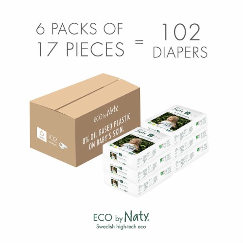 Eco by Naty Size 6 Disposable Diapers 102 Count Perspective: left