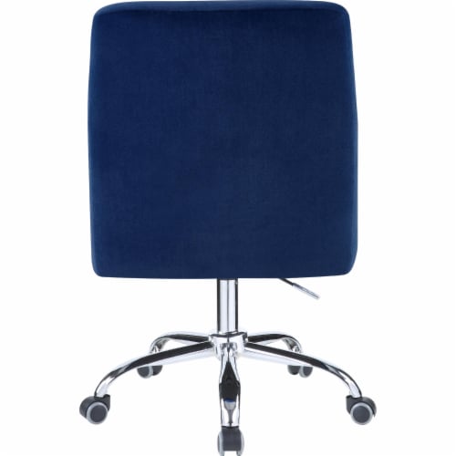 Office Chair in Blue Velvet and Chrome Perspective: left