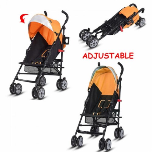 Hivvago Folding Lightweight Baby Toddler Umbrella Travel Stroller-Orange Perspective: left