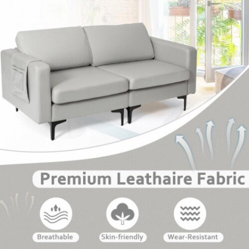Hivvago Modern Loveseat Sofa Couch with Side Storage Pocket-Light Gray Perspective: left
