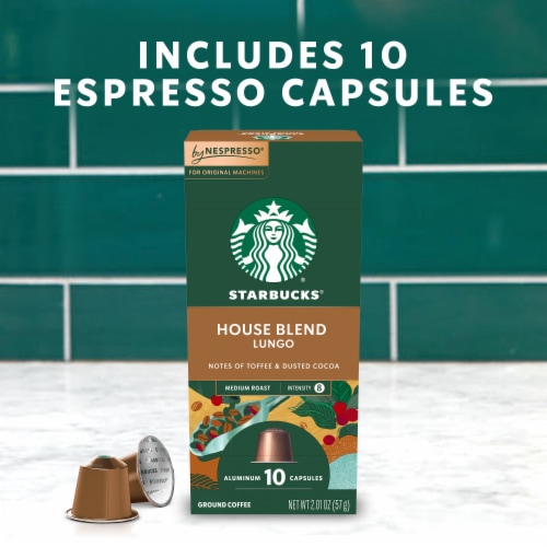 Starbucks House Blend Medium Roast Coffee Capsules for Nespresso Original Machines Perspective: left