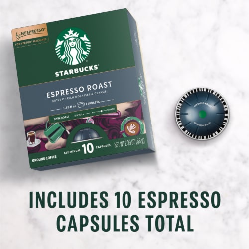 Starbucks By Nespresso Vertuo Line Pods Dark Roast Coffee Espresso Roast 100% Arabica Perspective: left