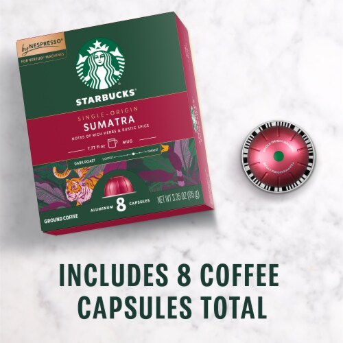 Starbucks by Nespresso Coffee Pods for Nespresso Vertuo Line Machines Sumatra Dark Roast Perspective: left