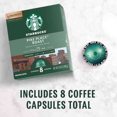 Starbucks By Nespresso Vertuo Line Pods Medium Roast Coffee Pike Place Roast 100% Arabica Perspective: left