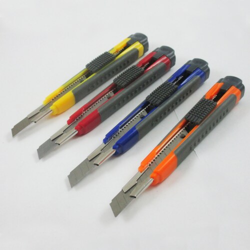 4 Utility Knife Box Cutter Retractable Snap Off Lock Razor Sharp Blade Tool ! Perspective: left