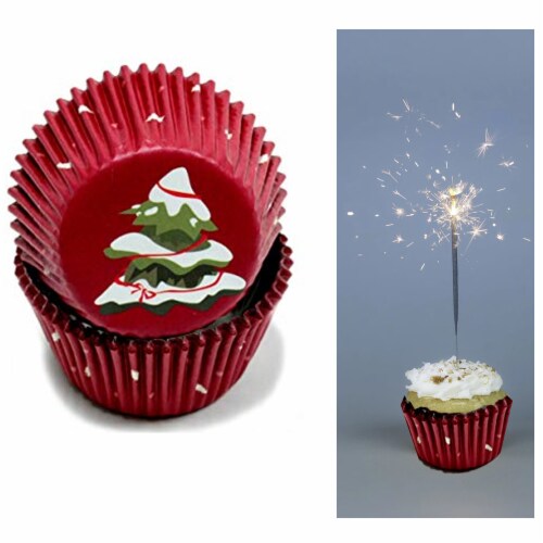 100X Holiday Cupcake Liners Christmas Tree Cake Muffin Baking Cups Party Dessert Perspective: left