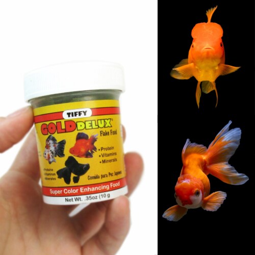 3pk Gold Fish Flakes 0.35oz Balanced Diet Natural Color Enhancers Growth Health Perspective: left