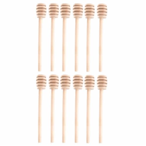 12 PC Honey Dipper Sticks Wooden Honeycomb Stirrer Jar Drizzle Honey Party Gift Perspective: left