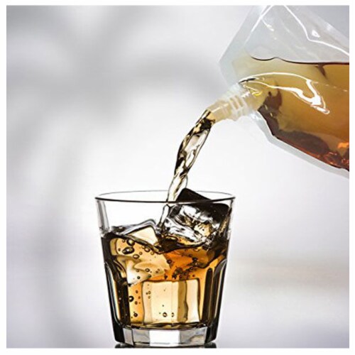 24 Pc Cruise Ship Flask Kit 4 Oz Rum Runners Alcohol Liquor Booze Bags Plastic Perspective: left