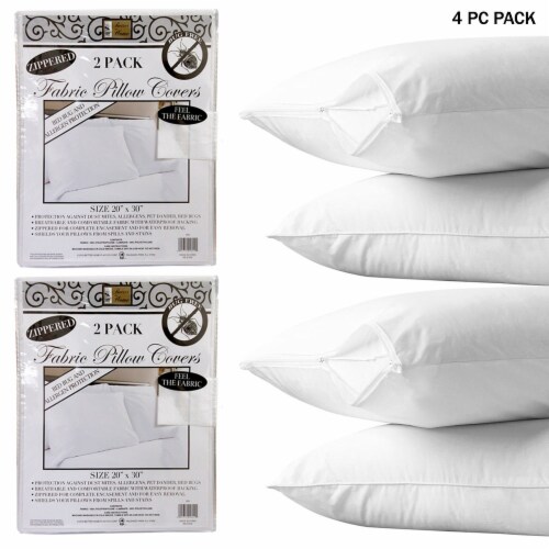 4PC Bedding Waterproof Pillow Zippered Protector Premium Fabric Breathable Cover Perspective: left