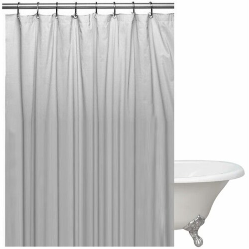 Gray Shower Curtain Liner Magnetic 70 X 72 Waterproof Heavy Duty Vinyl Bathroom Perspective: left