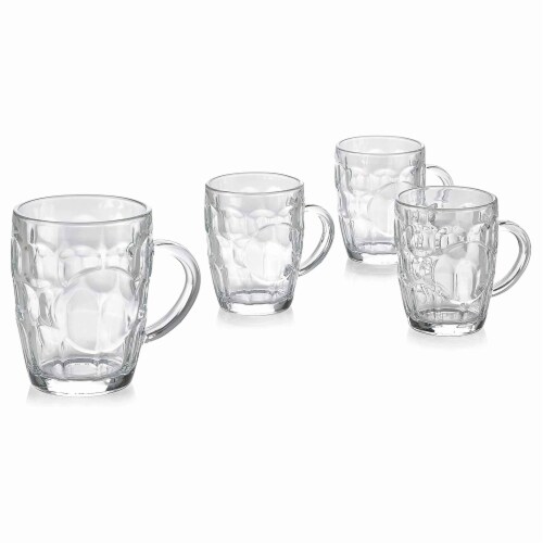 2 Pc Glass Beer Mug Pilsner Glass Cups Clear Coffee Tea Hot Cold Beverage 8.6Oz Perspective: left