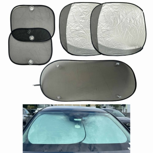 5 Pc Auto Sunshade Kit Car Front Rear Side Window Sun Visor Shade UV Shield  Set, 1 - Baker's