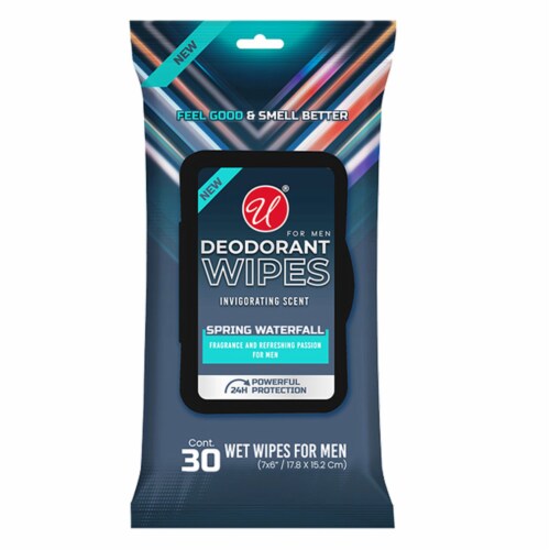 4 Packs Men's Deodorant Wipes Cleaning Towelette Moist Cloth Spring Scent 120 Ct Perspective: left