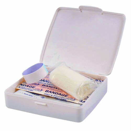 19 Pc First Aid Kit To Go Emergency Home Car Outdoor Medical Set Compact Case Perspective: left