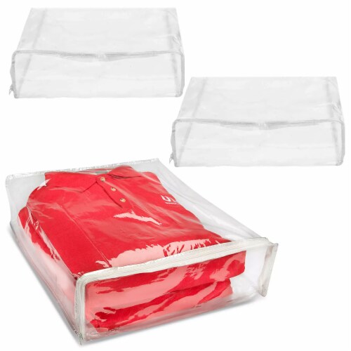 2 Clear Zippered Storage Bag Vinyl Blanket Clothes Space Saver Organizer  15X18X5, 1 - Smith's Food and Drug