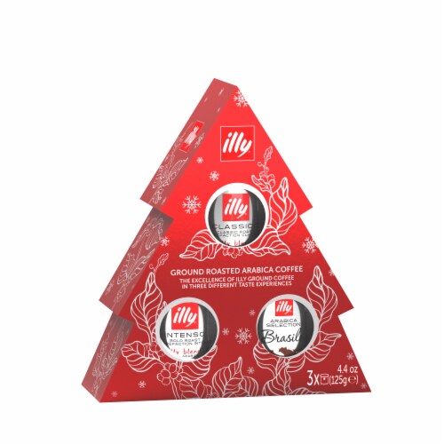 Illy® Christmas 2024 Ground Roasted Arabica Coffee Variety Package Tree Perspective: left